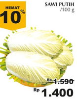 Promo Harga Sawi Putih per 100 gr - Giant