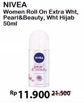 Promo Harga NIVEA Deo Roll On Extra Whitening, Pearl Beauty, Hijab Fresh 50 ml - Alfamart