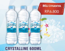 Promo Harga CRYSTALLINE Air Mineral per 3 botol 600 ml - Hypermart