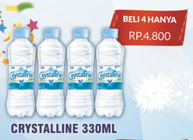 Promo Harga CRYSTALLINE Air Mineral per 4 botol 330 ml - Hypermart
