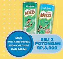 Promo Harga MILO Susu UHT per 2 kaleng 240 ml - Hypermart