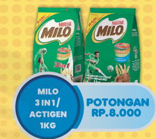 Promo Harga MILO ActigenE 3in1 1 kg - Hypermart