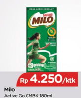 Promo Harga MILO Active Go Nutri Up Chocolate 180 ml - TIP TOP