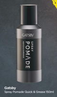 Promo Harga GATSBY Stylig Pomade Spray Pomade Quick & Grease 150 ml - TIP TOP
