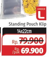Promo Harga Standing Pouch 14x22cm 50 pcs - Lotte Grosir
