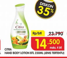 Promo Harga CITRA Hand Body Lotion 230 ml - Superindo