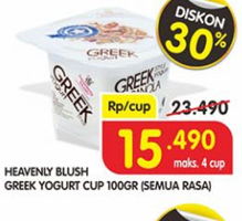 Promo Harga HEAVENLY BLUSH Greek Yogurt Cup All Variants 100 gr - Superindo