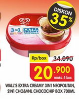 Promo Harga WALLS Ice Cream Neopolitana, Chocolate Vanilla With Chocolate Chip 700 ml - Superindo