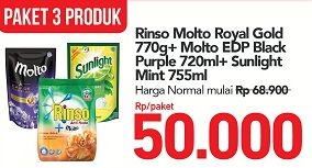 Promo Harga RINSO Rinso Molto Royal Gold/Molto EDP/Sunlight Mint - Carrefour