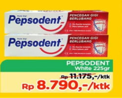 Promo Harga PEPSODENT Toothpaste White 225 gr - TIP TOP