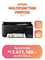 Promo Harga EPSON Multifunction L3110 Printer - Electronic City