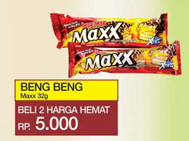 Promo Harga BENG-BENG Wafer Chocolate Maxx per 2 pcs 32 gr - Yogya