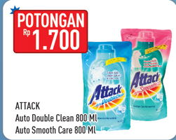 Promo Harga ATTACK ATTACK Auto Double Clean/Auto Smooth 800ml - Hypermart