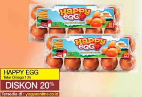 Promo Harga HAPPY EGG Telur Omega 10 pcs - Yogya