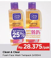 Promo Harga CLEAN & CLEAR Facial Wash per 2 botol 100 ml - TIP TOP