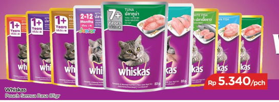 Promo Harga WHISKAS Makanan Kucing All Variants 85 gr - TIP TOP