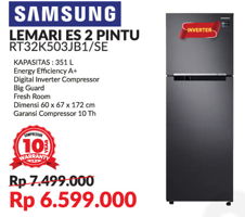 Promo Harga SAMSUNG RT32K503JB1/SE | Lemari Es 2 Pintu 351 L - Courts