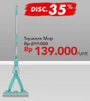 Promo Harga PV A Sponge Squeeze Mop - Carrefour