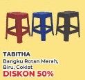 Promo Harga TABITHA Bangku Rotan Merah, Biru, Coklat - Yogya