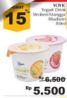 Promo Harga YOYIC Yogurt Drink Strawberry, Mango, Berry 80 ml - Giant