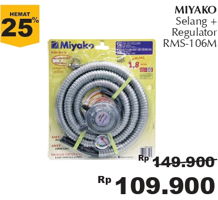 Promo Harga MIYAKO Selang Gas + Regulator RMS 106M - Giant