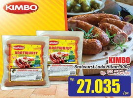 Promo Harga KIMBO Bratwurst Lada Hitam 500 gr - Hari Hari