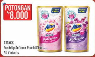 Promo Harga ATTACK Fresh Up Softener All Variants 800 ml - Hypermart