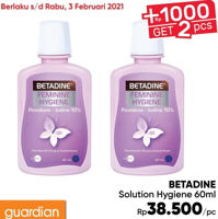 Promo Harga BETADINE Feminine Hygine 60 ml - Guardian
