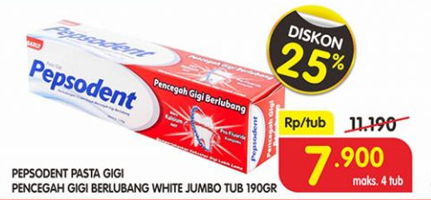 Promo Harga PEPSODENT Toothpaste White 190 gr - Superindo