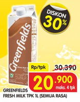 Promo Harga GREENFIELDS Fresh Milk All Variants 1000 ml - Superindo