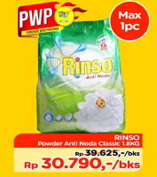 Promo Harga RINSO Anti Noda Detergent Bubuk Classic Fresh 1800 gr - TIP TOP