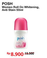 Promo Harga POSH Deo Roll On Whitening, Anti Stain 50 ml - Alfamart