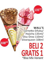 Promo Harga WALLS WALLS Cornetto 135ml/110ml/108ml - Alfamidi