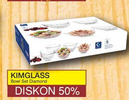 Promo Harga KIM GLASS KIM GLASS Bowl Set Diamond - Yogya