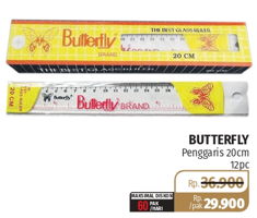 Promo Harga BUTTERFLY Penggaris 20cm 12 pcs - Lotte Grosir