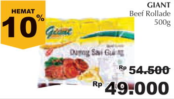 Promo Harga GIANT Rolade Beef 500 gr - Giant