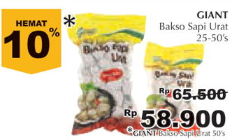 Promo Harga GIANT Bakso Sapi Urat 50 pcs - Giant