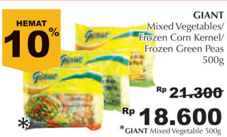 Promo Harga GIANT Mixed Vegetable 500 gr - Giant