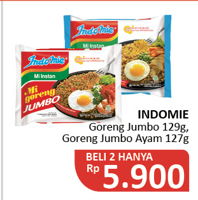 Promo Harga INDOMIE INDOMIE Mi Goreng Jumbo 127gr/129gr - Alfamidi