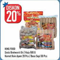 Promo Harga KING FOOD KING FOOD Sosis Bratwurst/Kornet Ayam Koin - Hypermart