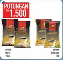Promo Harga LUWAK LUWAK Kopi Murni/Kopi Gula Tebu - Hypermart