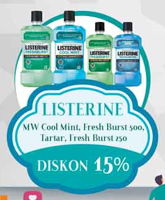 Promo Harga LISTERINE LISTERINE Mouthwash Antiseptic Cool Mint/Fresh Burst/Tartar Control - Yogya