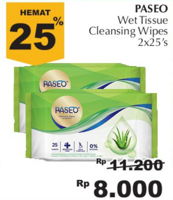 Promo Harga PASEO Cleansing Wipes per 2 pcs 25 sheet - Giant