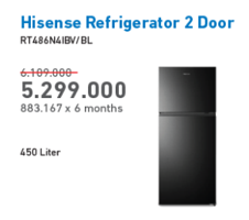 Promo Harga HISENSE RT486N4IBV | Kulkas 2 Pintu - Electronic City