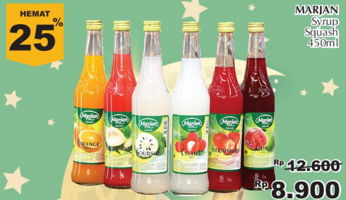 Promo Harga MARJAN Syrup Squash 450 ml - Giant
